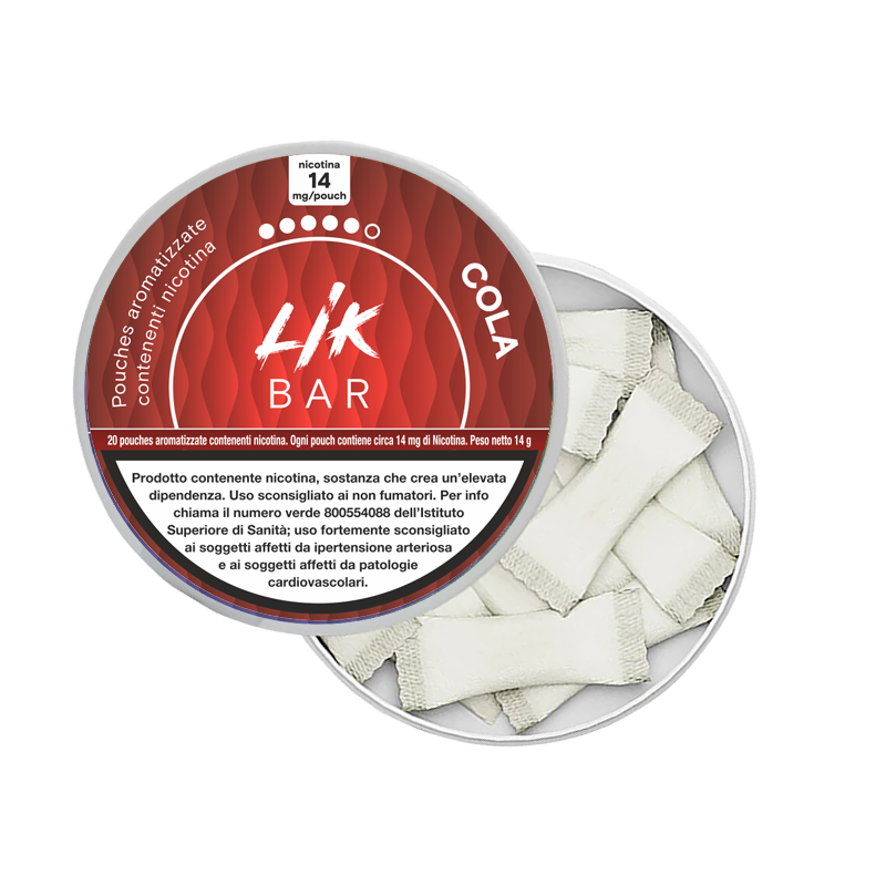 LIK BAR POUCHES - COLA SACCHETTI NICOTINATI - 8 e 14 Nicotina