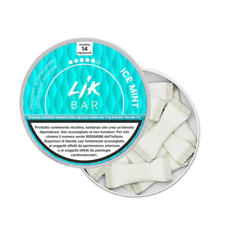 LIK BAR POUCHES - ICE MINT SACCHETTI NICOTINATI - 8 e 14 Nicotina