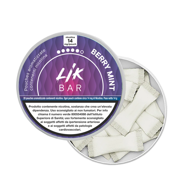 LIK BAR POUCHES - BERRY MINT SACCHETTI NICOTINATI - 8 e 14 Nicotina