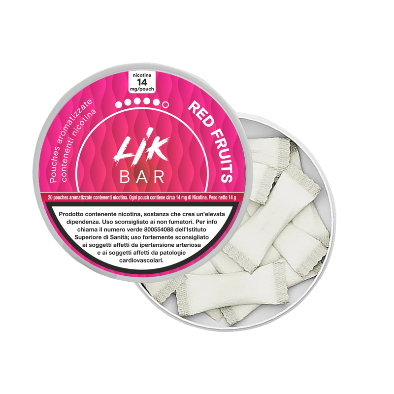 LIK BAR POUCHES - RED FRUITS SACCHETTI NICOTINATI - 8 e 14 Nicotina
